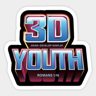 3D YOUTH - Draw, Develop, Display - Romans 1:16 Sticker